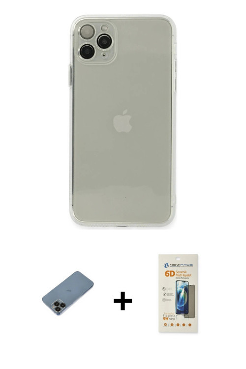 ieg™ iPhone 11 Pro Max Kılıf Ahenk Doku - Siyah 6D Mat Seramik Hayalet Nano Ekran Koruyucu + Siyah S