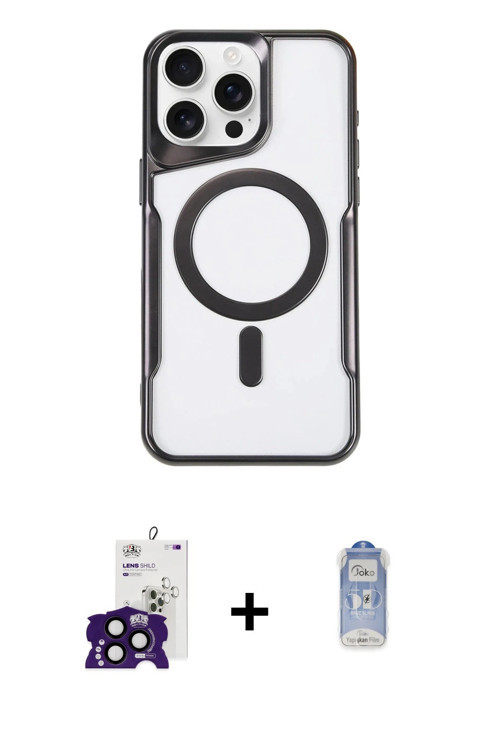 ieg™ iPhone 16 Pro Max Kılıf Yadigar Klasik Özel Seri - Siyah Joko Magic 5D Cam + Siyah Bilvis Titan