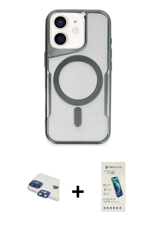 ieg™ iPhone 11 Kılıf Yadigar Klasik Özel Seri - Şeffaf Pasifik Cam Ekran Koruyucu + Lacivert Pers Al