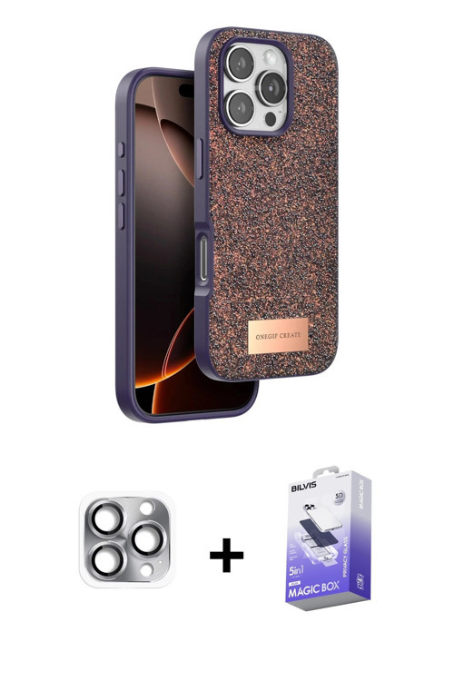 ieg™ iPhone 16 Pro Max Kılıf Vadi Klasik Serisi - Siyah Bilvis 5in1 5D Magic Hayalet Cam Ekran Koruy