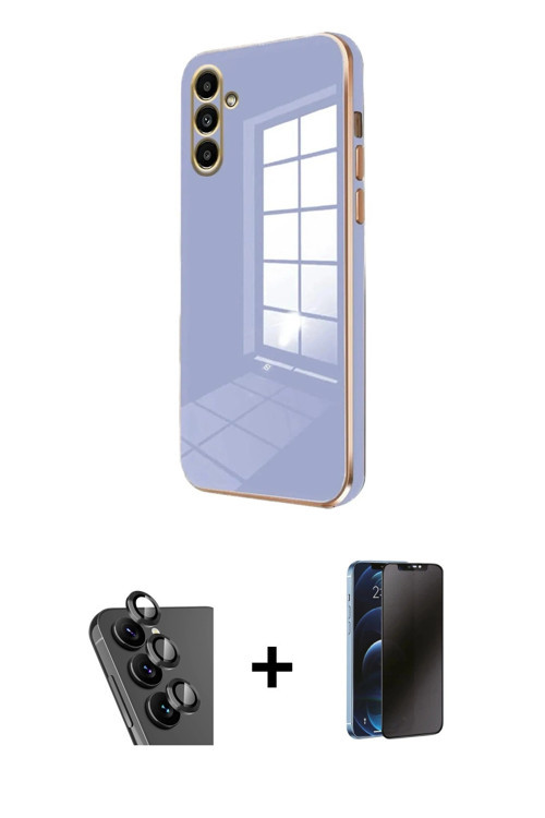 ieg™ Galaxy A25 5G Kılıf Yankı Serisi - Siyah 3D Antistatik Hayalet Cam Ekran Koruyucu + Siyah Valde