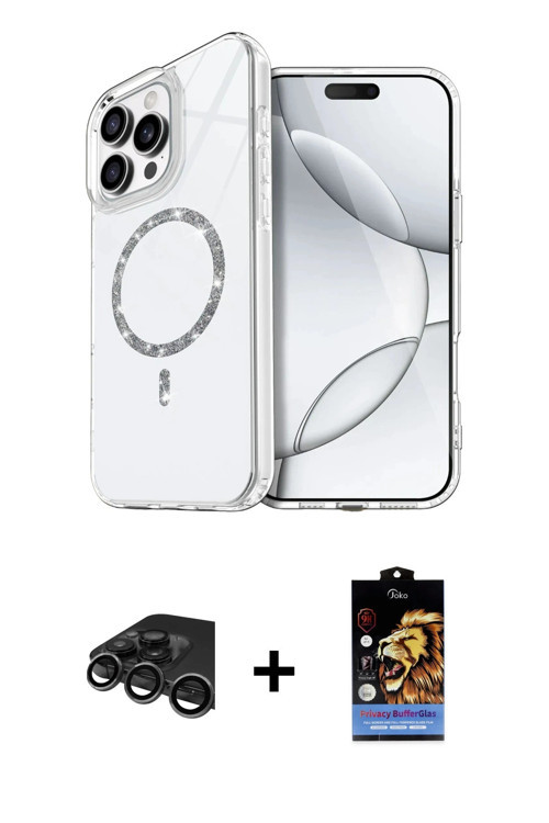 ieg™ iPhone 15 Pro Max Kılıf Kıvılcım Form Prime - Siyah Buffer Hayalet Cam Ekran Koruyucu + Titanyu