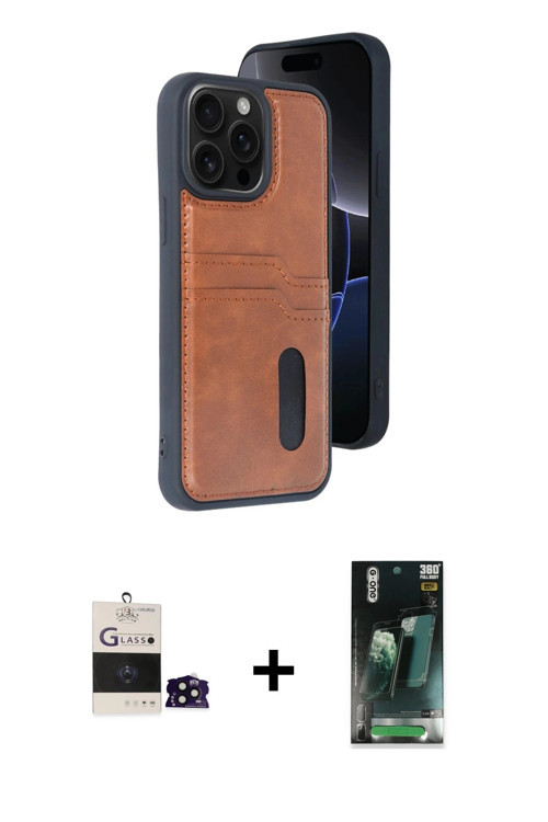 ieg™ iPhone 14 Pro Max Kılıf Yörünge Işık Serisi - Şeffaf 360 Full Body Arka Koruyucu + Siyah Bilvis