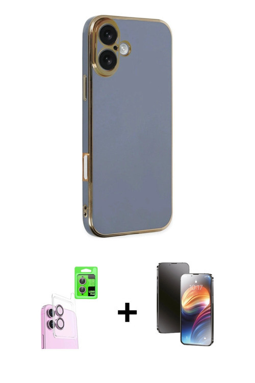 ieg™ iPhone 16 Kılıf Yankı Serisi - Siyah 3D Antistatik Mat Seramik Nano Ekran Koruyucu + Pembe Raze