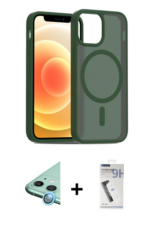 iPhone 11 Kılıf Siluet Minimal Prime - Şeffaf Uv Polymer Nano Ekran Koruyucu + Mavi Raze Metal