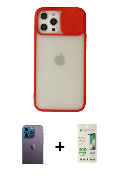 iPhone 12 Pro Max Kılıf Vadi Çizgi - Siyah 20D Premium Cam Ekran Koruyucu + Mavi Neon Fosforlu