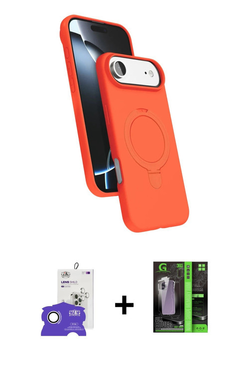ieg™ iPhone 17 Air Kılıf İz Işık Koleksiyonu - Siyah 360 Mat Full Body Arka Koruyucu + Gümüş Bilvis