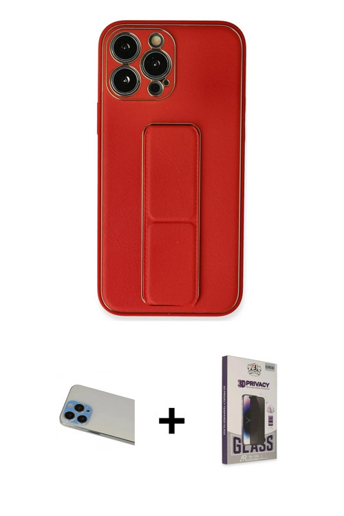 ieg™ iPhone 13 Pro Max Kılıf Akış Doku - Siyah Bilvis Hayalet Cam Ekran Koruyucu + Mavi Rainbow Kame