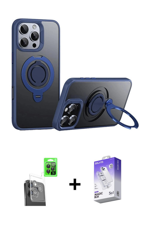 ieg™ iPhone 16 Pro Kılıf Zirve Çizgi Prime - Siyah Bilvis 5in1 3D Magic Cam Ekran Koruyucu + Siyah R