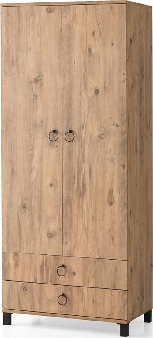 Genç Odası 2 Kapılı 2 Çekmeceli Gardırop Elbise Dolabı 79x46x189 cm