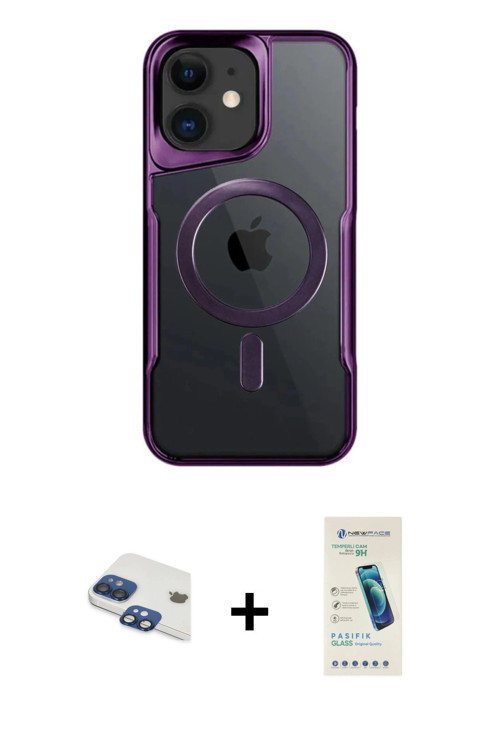 ieg™ iPhone 11 Kılıf Yadigar Klasik Özel Seri - Şeffaf Pasifik Cam Ekran Koruyucu + Lacivert Pers Al