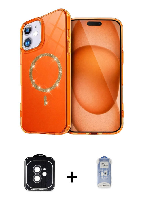 iPhone 11 Kılıf Kıvılcım Form Prime - Siyah Joko Magic 5D Cam + Siyah PVD Metal Kamera Lens