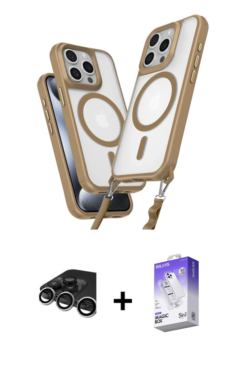 iPhone 15 Pro Max Kılıf Atlas Doku Koleksiyonu - Siyah Bilvis 5in1 3D Magic Cam Ekran Koruyucu