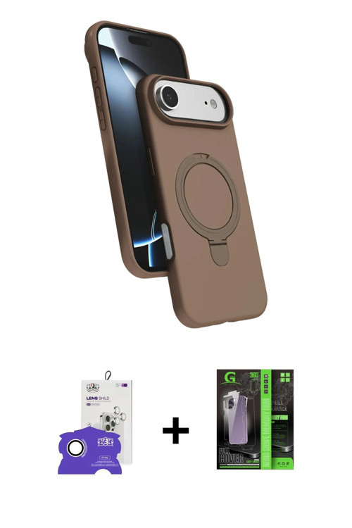 ieg™ iPhone 17 Air Kılıf İz Işık Koleksiyonu - Siyah 360 Mat Full Body Arka Koruyucu + Gümüş Bilvis