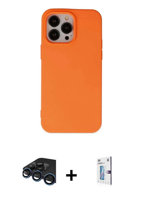 ieg™ iPhone 15 Pro Kılıf Ahenk Serisi - Siyah Bilvis 0.18mm Plus Cam Ekran Koruyucu + Lacivert Raze