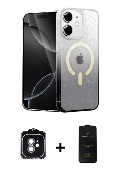 ieg™ iPhone 11 Kılıf Eksen Minimal Özel Seri - Siyah 6D Antistatik Mat Seramik Hayalet Nano Ekran Ko