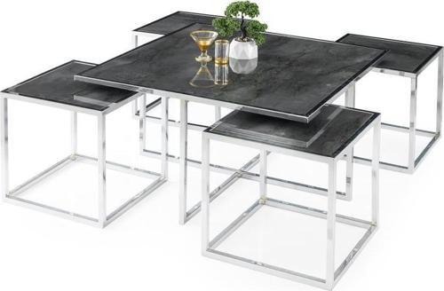 Kares 4 Zigonlu Orta Sehpa Metal Krom 90x90x47 cm