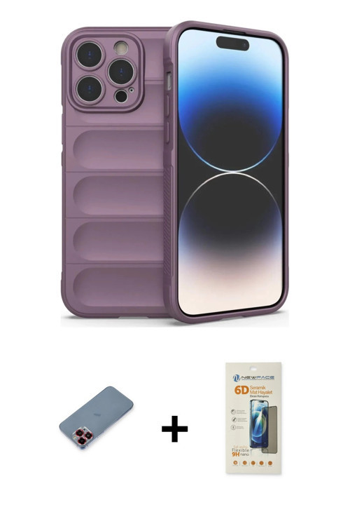 ieg™ iPhone 13 Pro Max Kılıf Atlas Koleksiyonu - Siyah 6D Mat Seramik Hayalet Nano Ekran Koruyucu +