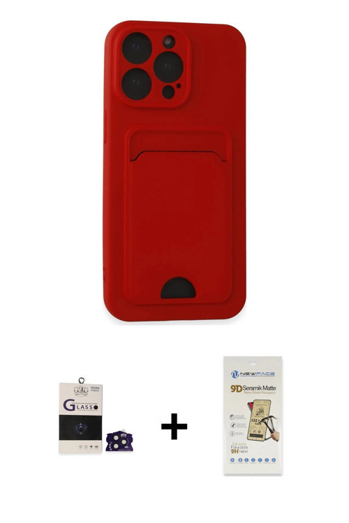 iPhone 14 Pro Max Kılıf Vadi Çizgi Prime - Siyah Mat Seramik Nano Ekran Koruyucu + Derin Mor Bi