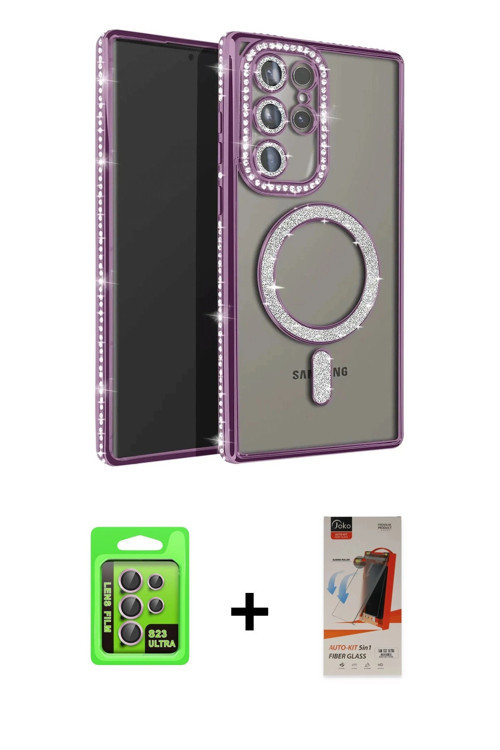 Galaxy S23 Ultra Kılıf Zirve Doku Prime - Siyah AutoKit 5in1 Fiber Hayalet Cam Ekran Koruyucu +
