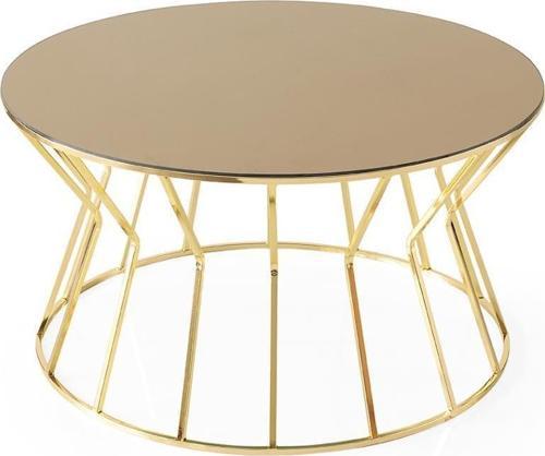 Kum Saati Ayna Camlı Metal Orta Sehpa 80x42 cm