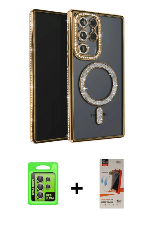 Galaxy S23 Ultra Kılıf Zirve Doku Prime - Siyah AutoKit 5in1 Fiber Hayalet Cam Ekran Koruyucu +