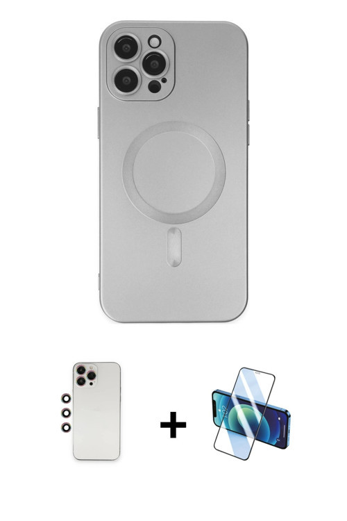 ieg™ iPhone 12 Pro Max Kılıf Akış Minimal Özel Seri - Siyah 3D Antistatik Cam Ekran Koruyucu + Gökku