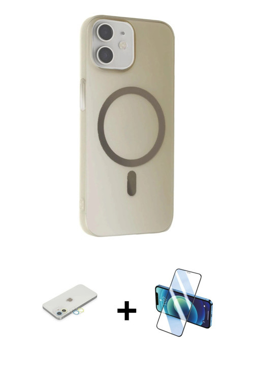 ieg™ iPhone 11 Kılıf Çekirdek Modern Prime - Siyah 3D Antistatik Cam Ekran Koruyucu + Sarı Renkli Ka