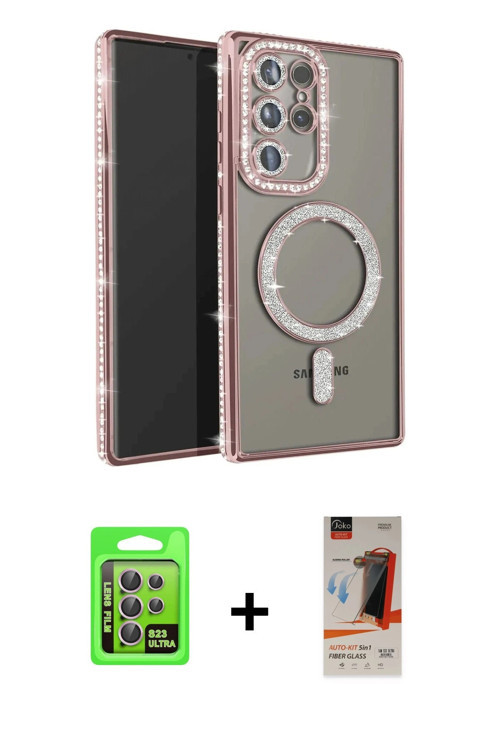 Galaxy S23 Ultra Kılıf Zirve Doku Prime - Siyah AutoKit 5in1 Fiber Hayalet Cam Ekran Koruyucu +