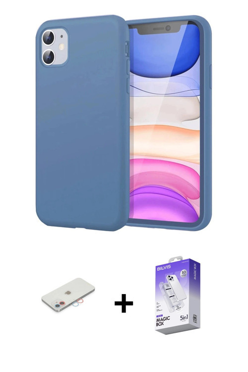 iPhone 11 Kılıf Kozmos Yansıma Özel Seri - Siyah Bilvis 5in1 3D Magic Cam Ekran Koruyucu + Pemb