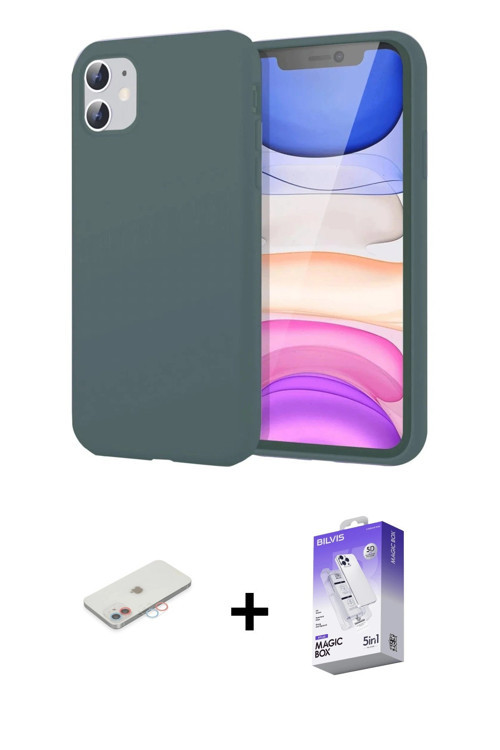 iPhone 11 Kılıf Kozmos Yansıma Özel Seri - Siyah Bilvis 5in1 3D Magic Cam Ekran Koruyucu + Pemb