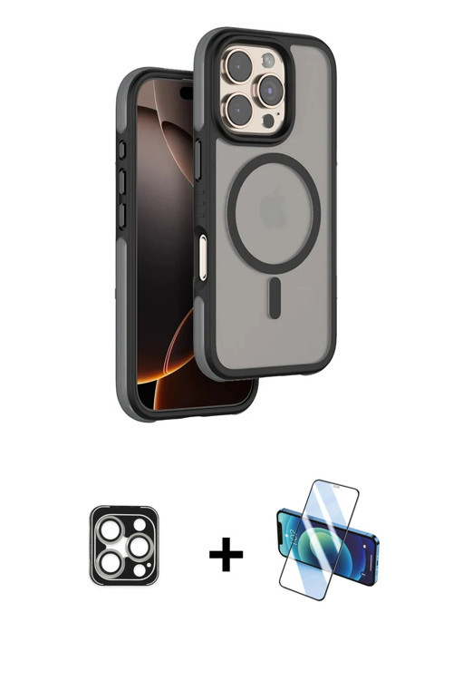 ieg™ iPhone 16 Pro Max Kılıf Çekirdek Minimal Prime - Siyah 3D Antistatik Seramik Nano Ekran Koruyuc