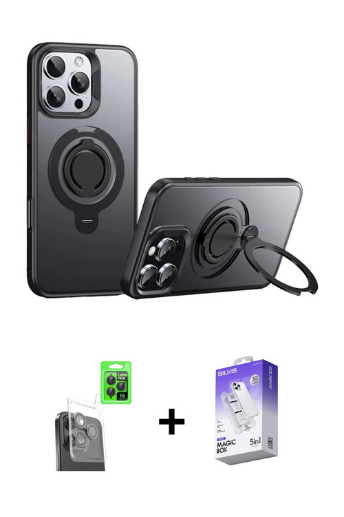ieg™ iPhone 16 Pro Kılıf Zirve Çizgi Prime - Siyah Bilvis 5in1 3D Magic Cam Ekran Koruyucu + Siyah R