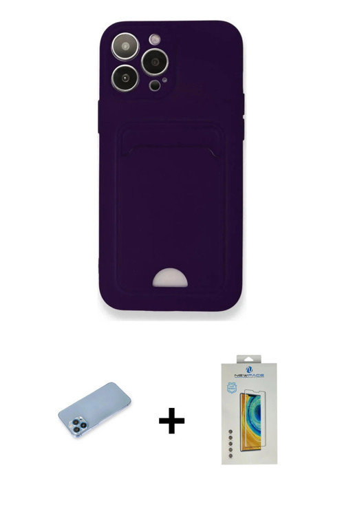 iPhone 12 Pro Max Kılıf Vadi Çizgi Prime - Siyah Polymer Nano Ekran Koruyucu + Mavi Shine Kamer