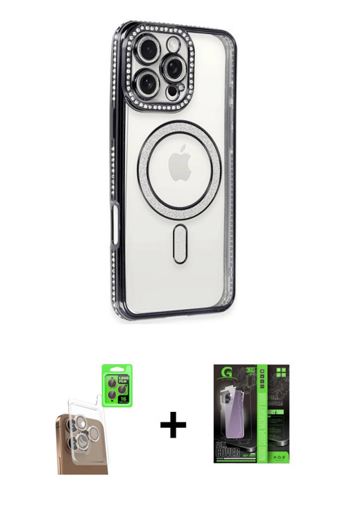 ieg™ iPhone 16 Pro Max Kılıf Zirve Doku Prime - Şeffaf 360 Full Body Arka Koruyucu + Çöl Titanyum Ra