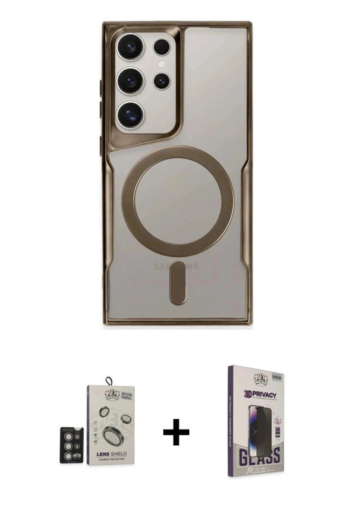 Galaxy S24 Ultra Kılıf Yadigar Klasik Özel Seri - Siyah Bilvis Hayalet Cam Ekran Koruyucu + Der