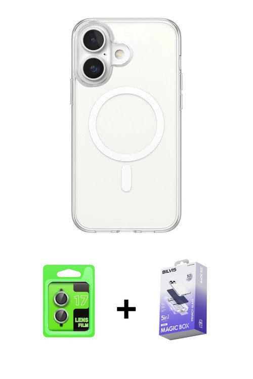 ieg™ iPhone 17 Kılıf Ahenk Yansıma Prime - Siyah Bilvis 5in1 5D Magic Hayalet Cam Ekran Koruyucu + A