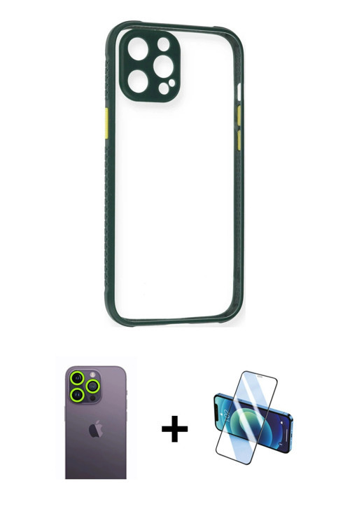 ieg™ iPhone 12 Pro Max Kılıf Nova Asil Özel Seri - Siyah 3D Antistatik Seramik Nano Ekran Koruyucu +