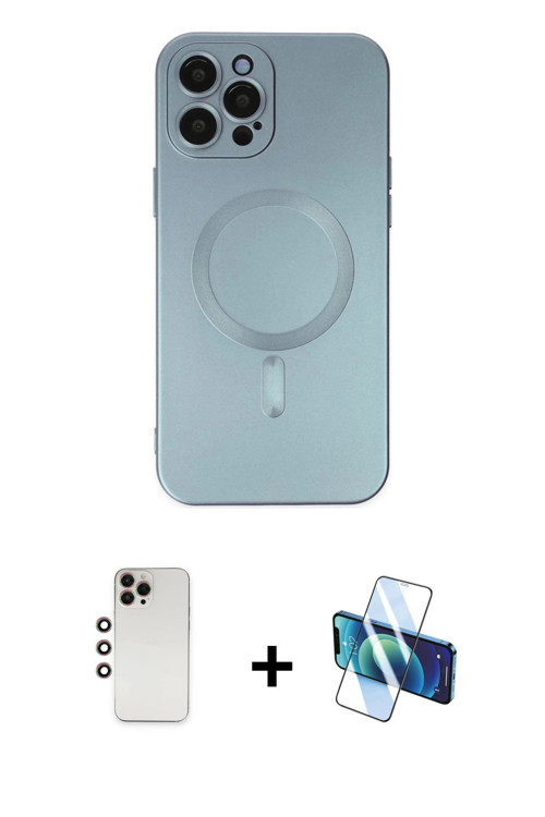 ieg™ iPhone 12 Pro Max Kılıf Akış Minimal Özel Seri - Siyah 3D Antistatik Cam Ekran Koruyucu + Gökku