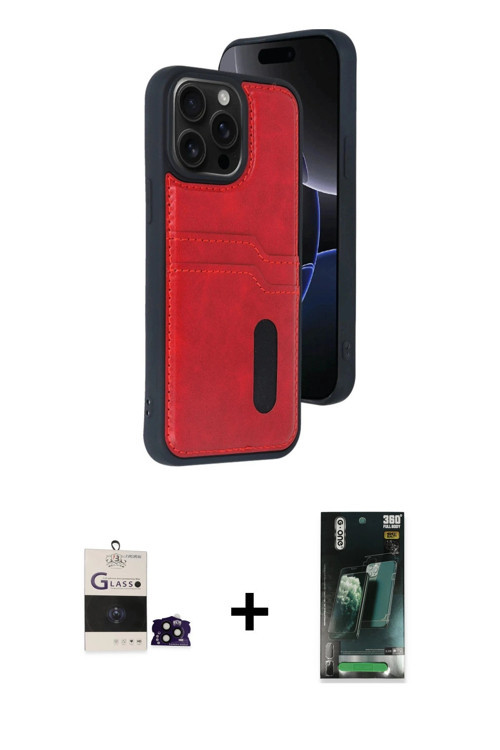 ieg™ iPhone 14 Pro Max Kılıf Yörünge Işık Serisi - Şeffaf 360 Full Body Arka Koruyucu + Siyah Bilvis