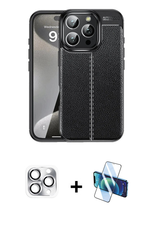 ieg™ iPhone 16 Pro Max Kılıf Doruk Klasik Özel Seri - Siyah 3D Antistatik Seramik Nano Ekran Koruyuc