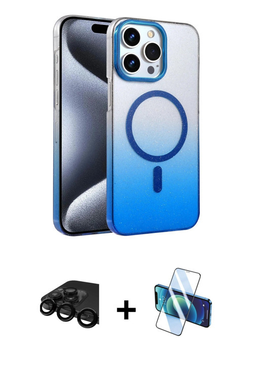 ieg™ iPhone 15 Pro Max Kılıf Ahenk Doku Özel Seri - Siyah 3D Antistatik Seramik Nano Ekran Koruyucu