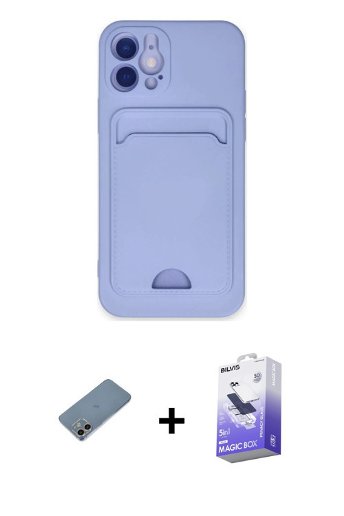iPhone 12 Kılıf Vadi Çizgi Prime - Siyah Bilvis 5in1 5D Magic Hayalet Cam Ekran Koruyucu + Gökk