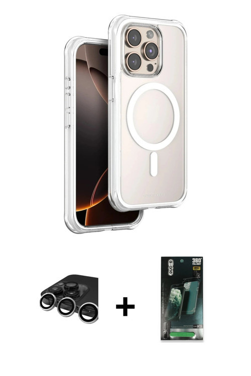 ieg™ iPhone 15 Pro Max Kılıf Zirve Klasik Prime - Siyah 360 Mat Full Body Arka Koruyucu + Gümüş Raze