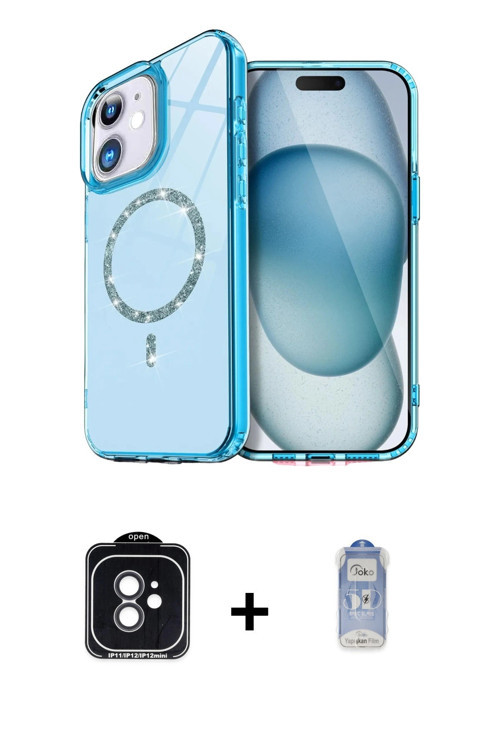 iPhone 11 Kılıf Kıvılcım Form Prime - Siyah Joko Magic 5D Cam + Siyah PVD Metal Kamera Lens