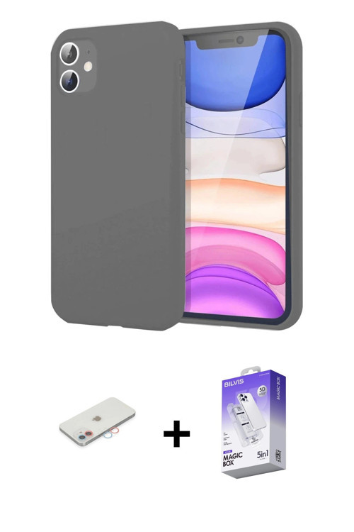 iPhone 11 Kılıf Kozmos Yansıma Özel Seri - Siyah Bilvis 5in1 3D Magic Cam Ekran Koruyucu + Pemb
