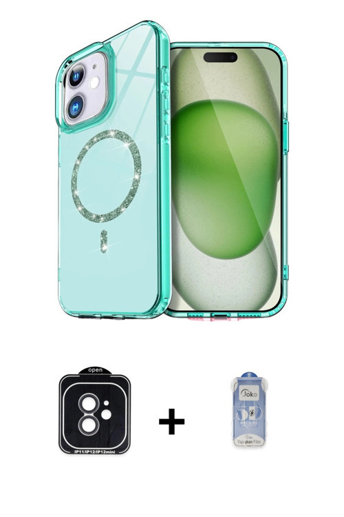iPhone 11 Kılıf Kıvılcım Form Prime - Siyah Joko Magic 5D Cam + Siyah PVD Metal Kamera Lens