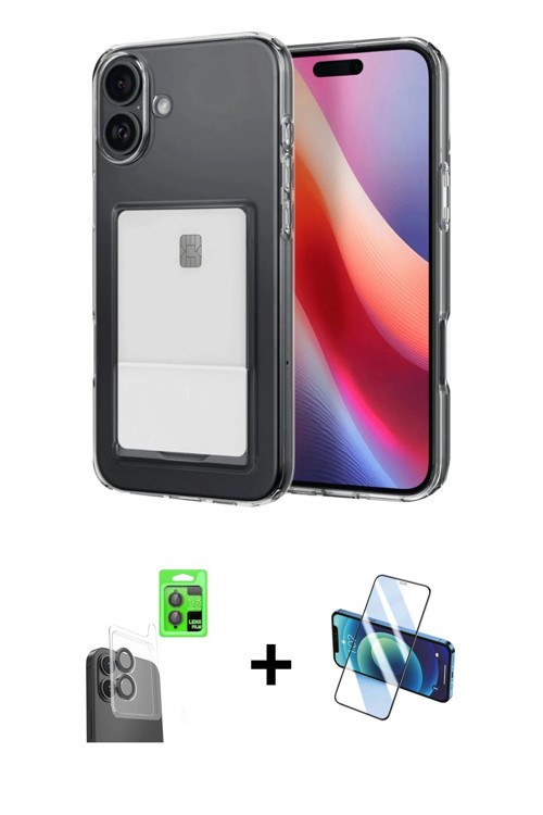 ieg™ iPhone 16 Plus Kılıf Doruk Klasik Koleksiyonu - Siyah 3D Antistatik Cam Ekran Koruyucu + Siyah