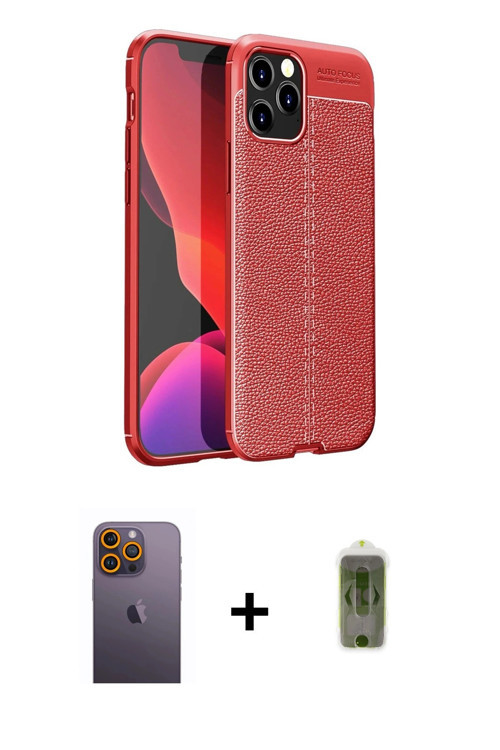 ieg™ iPhone 12 Pro Max Kılıf Doruk Klasik Özel Seri - Siyah Joko Magic 5D Hayalet Cam + Sarı Neon Fo