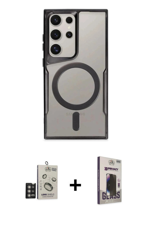 Galaxy S24 Ultra Kılıf Yadigar Klasik Özel Seri - Siyah Bilvis Hayalet Cam Ekran Koruyucu + Der